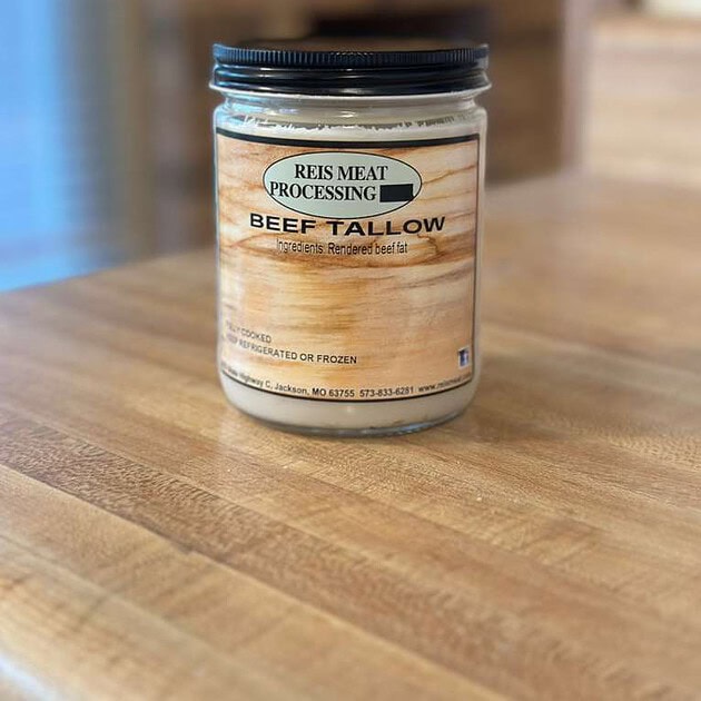 Beef tallow from Homestead Meat Company, ideal for cooking and skincare.